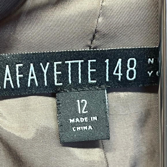 Lafayette 148 New York Leather Jacket Women's Brown Size 12 Zipper Front - Picture 3 of 13